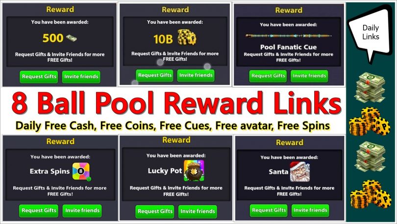 8 Ball Pool Reward Links Free Coins, Cues, and Cash (Daily Link)